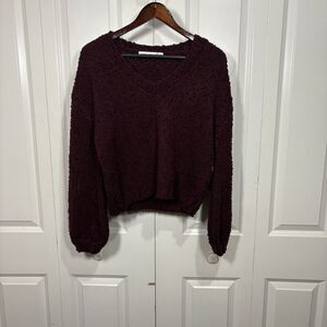 Altar’d State Chenille Sweater Womens M NWT Burgundy Cozy Soft Boho Cottagecore